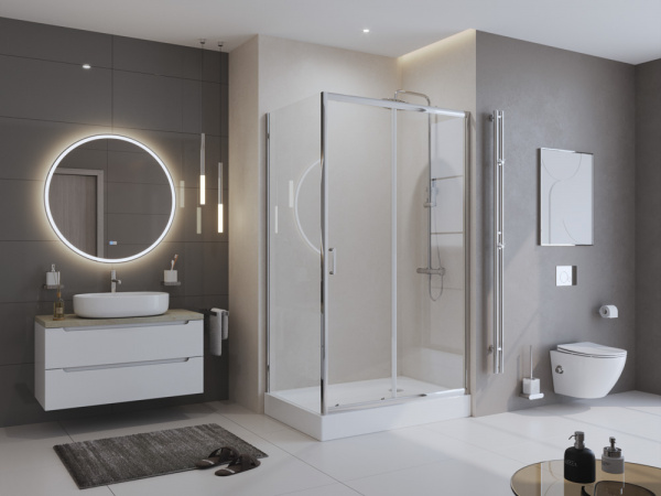 Душевая кабина BelBagno 80*100 см, профиль хром, UNO-195-AH-1-100/80-C-Cr