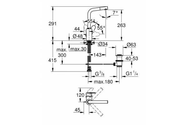 Смеситель для раковины Grohe Eurodisc Cosmopolitan, хром, 23054003