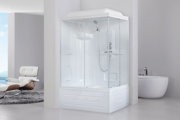 Гидромассажный бокс Royal Bath 100х80х217, прозрачное  стекло, белый профиль, левая, RB 8100BP1-T-L
