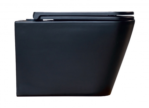 Унитаз подвесной Sole Куб черный 2 / Cube Black 2 безободковый с крышкой Soft-close