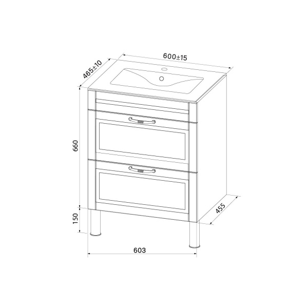 Тумба с раковиной IDDIS Oxford, напольная, 60 см, белая, OXF60W0i95K