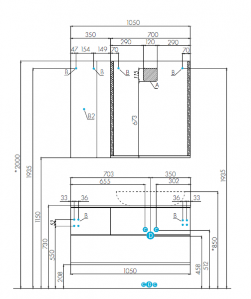 Модуль для зеркала Акватон Терра 35 Дуб Кантри/Антрацит, 1A247103TEKA0