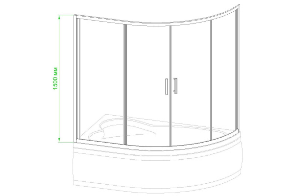Шторка для ванны Royal Bath 170х100х150 см, прозрачное  стекло, RB 170ALP-T