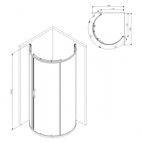 Душевая кабина AM.PM Like Round 95x95, прозрачное стекло, W83G-333-095CT