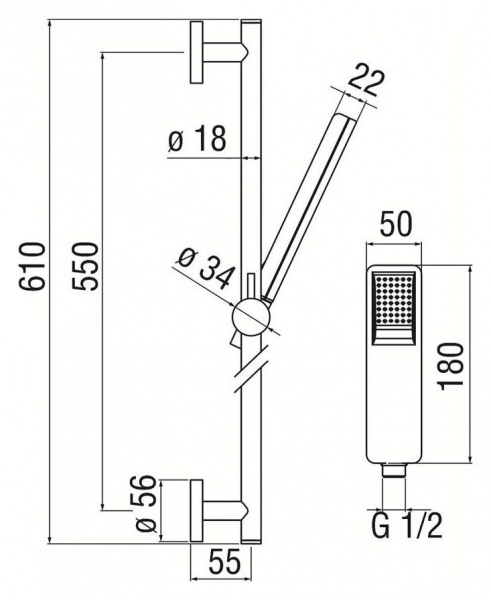 Душевой гарнитур Nobili 60 см 1jet, белый AD140/53WM